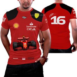 T-shirts hommes 2024 Nouvelle saison Hommes T-shirt Été Formule 1 Racing Team Femmes Vêtements Tops F1 Charles Leclerc # 16 # 55 Enfants Tee Tops