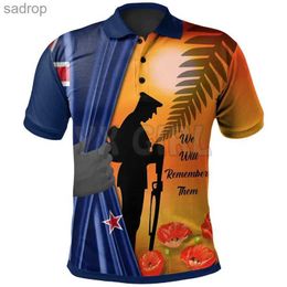 T-shirts masculins 2024 Nouvelle-Zélande ANZ Mens Summer Shirts Nous nous souviendrons de leurs polo t-shirts à manches courtes imprimées 3D TOPXW