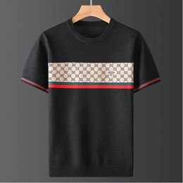 T-shirts pour hommes 2024 grande taille automne demi manches pull hommes T-shirt court abeille Jacquard broderie décontracté ligne haut grand