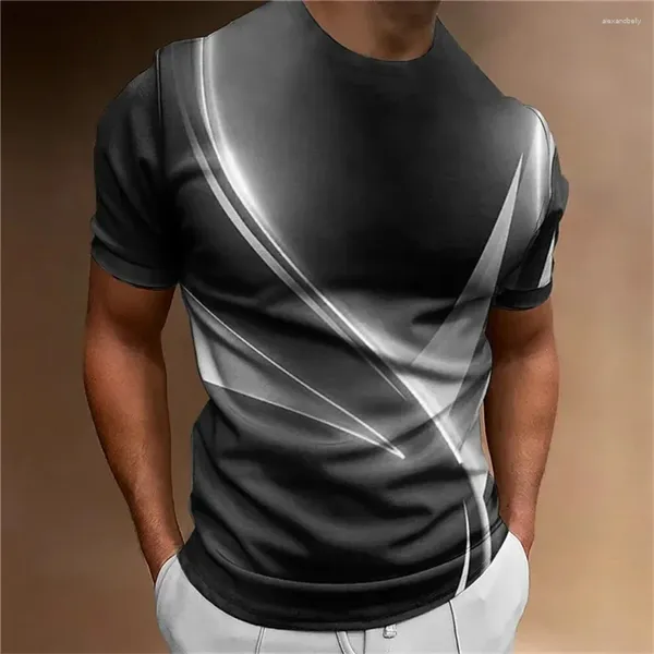 T-shirts pour hommes 2024 Radiance Match Curve 3D Impression T-shirt à manches courtes à manches décontractées