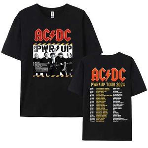 Heren T-shirts 2024 Rockband PWR UP Album World Tour grafisch T-shirt 90s Vintage Mens unisex Harajuku Hip Hop Cotton Q240514