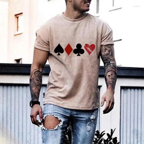 Camisetas para hombre 2024, camisetas de manga corta de gran tamaño para hombre, moda urbana, ropa de verano con estampado de póker, camisetas ajustadas de manga corta para hombre