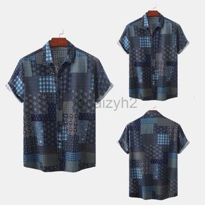 Heren t shirts 2024 lente/zomer nieuwe etnische stijl jeugd shirt met korte mouwen shirt linnen polo nek Europeaan size shirt man tees polos tops