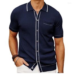 T-shirts pour hommes 2024 Cardigan d'été Pull simple boutonnage Polo d'affaires à manches courtes