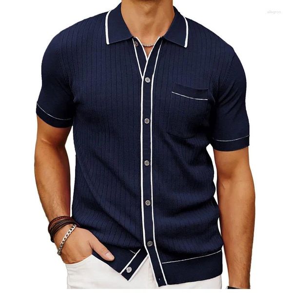 T-shirts pour hommes 2024 Cardigan d'été Pull simple boutonnage Polo d'affaires à manches courtes