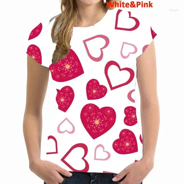 T-shirts pour hommes 2024 mode d'été décontracté femmes 3D amour imprimé à manches courtes mignon T-shirt ample haut de grande taille