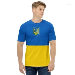 T-shirts pour hommes 2024 Mode d'été Drapeau de l'Ukraine imprimé Hommes surdimensionnés Vêtements amples Vintage à manches courtes Personnalité Tee