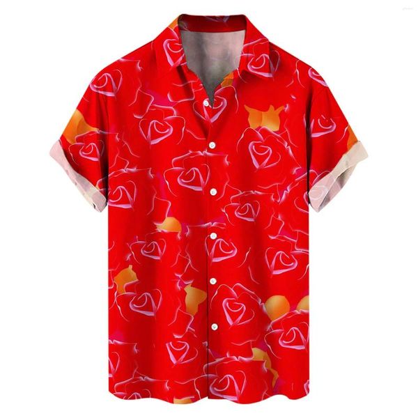 Camisetas para hombres 2024 Summer Loose Print Camisa de manga corta Cardigan Beach Tienda oficial Ropa Hombre Y2K Camisas de