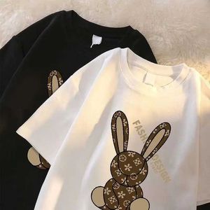 T-shirts voor heren 2024 Zomer Luxuremerk Funny Rabbit 100%katoenen heren T-shirt voor mannen Korte Slve Gedrukte T-shirt Top T-shirt kleding T240506