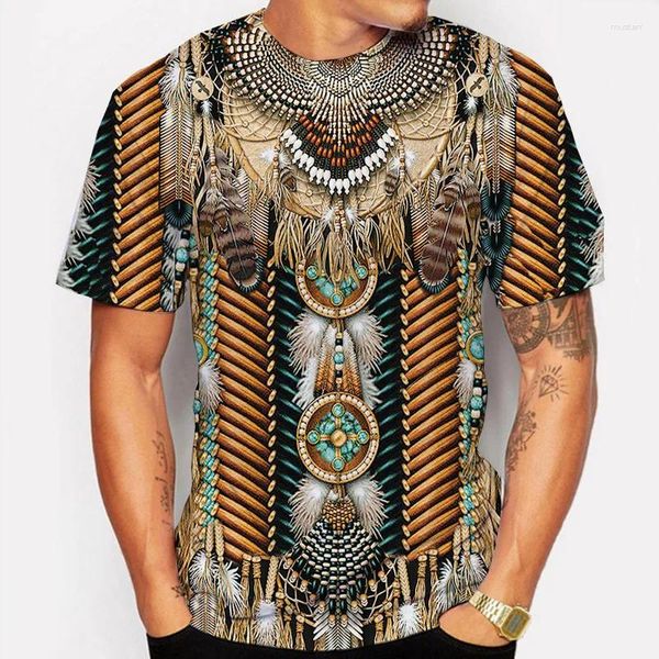 Camisetas para hombre, camisetas a la moda de verano 2024, camiseta con estampado mecánico 3D, traje étnico para hombre, cuello redondo, Top de gran tamaño Cpe