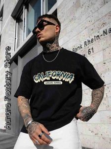 T-shirts masculins 2024 T-shirt de coton décontracté Men Summer California Printing tops tas masculin Camiseta American Vintage Clothing Streetwear H240408