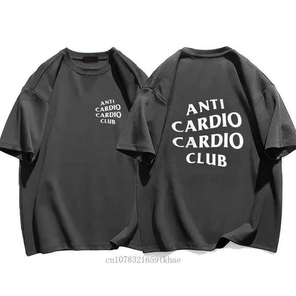 T-shirts masculins 2024 Summer des vêtements pour hommes surdimensionnés anti-cardio club t-shirt gym imprimé t-shirt coton t-shirt pour femmes oversize mâle t été t240506