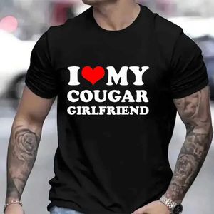 T-shirts masculins 2024 T-shirt pour hommes d'été I Love My Cougar Girlfone