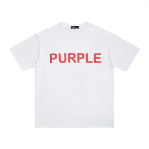T-shirts pour hommes 2024 été hommes mode T-shirts violet marque rouge lettre impression T-Shirt Hip Hop hauts manches courtes en vrac