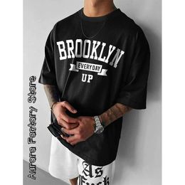 T-shirts masculins 2024 T-shirt pour hommes d'été Brooklyn Camisetta Alphabet T-shirt Casual Short Street Street Clothing Extra Large Mens T-shirt J240426