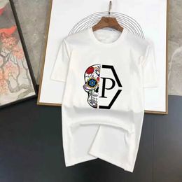 T-shirts masculins 2024 T-shirt pour hommes d'été Impression de Skull Pattern T Sports Casual Slve Fashion Men de coues Round Cou Tops Sweat surdimensionné T240506