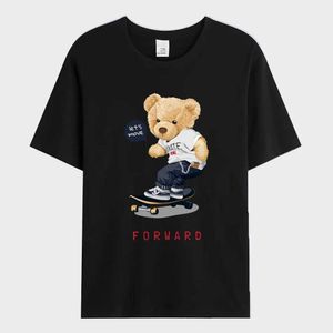 T-shirts masculins 2024 T-shirt pour hommes d'été ours en peluche sur un t-shirt imprimé à skate
