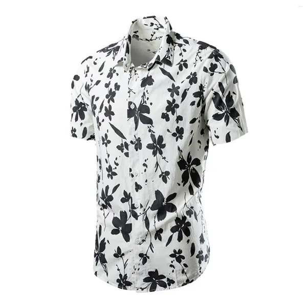 Camisetas para hombres 2024 verano multicolor jacquard camisa de manga corta casual floral grande hombres altos mameluco adulto