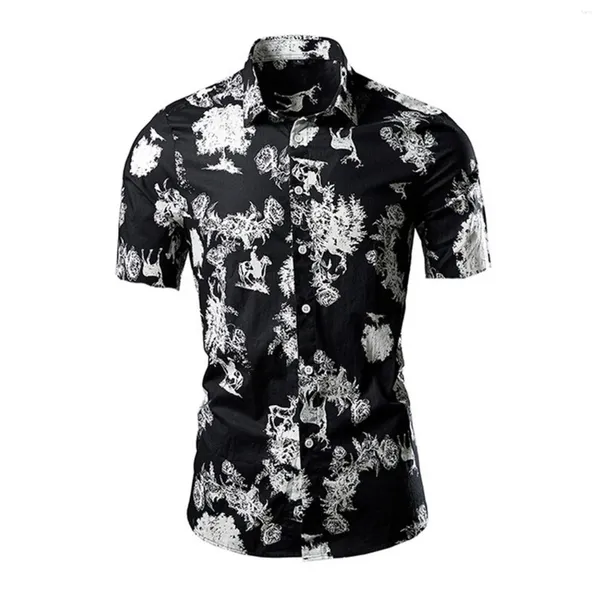 T-shirts pour hommes 2024 Summer Multi Color Jacquard Chemise à manches courtes Casual Floral Vertical Rayé Hommes Petit