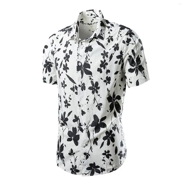 Camisetas para hombres 2024 Verano Multicolor Jacquard Camisa de manga corta Casual Floral Mens Otoño Moda