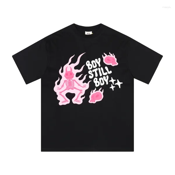 T-shirts masculins 2024 Summer Pink Skull Personne Letter LETTER TSHIRTS NOIRS POUR MEN MEN SERVICE CONCUTER T-shirt surdimensionné O O