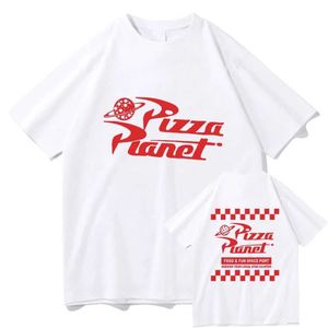 T-shirts voor heren 2024 Zomerpizza planeet T Shirts Men and Women Graphic Sweatshirt Vintage Cotton T-Shirt Oversize Hip Hop TS Classic Deskleding T240506