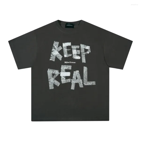 T-shirts masculins 2024 STUP STREET LOBLE LETTRE CONCUTÉE IMPRIMÉ T-shirt à manches courtes Hip Hop Keep It Real Cotton Tee Shirt