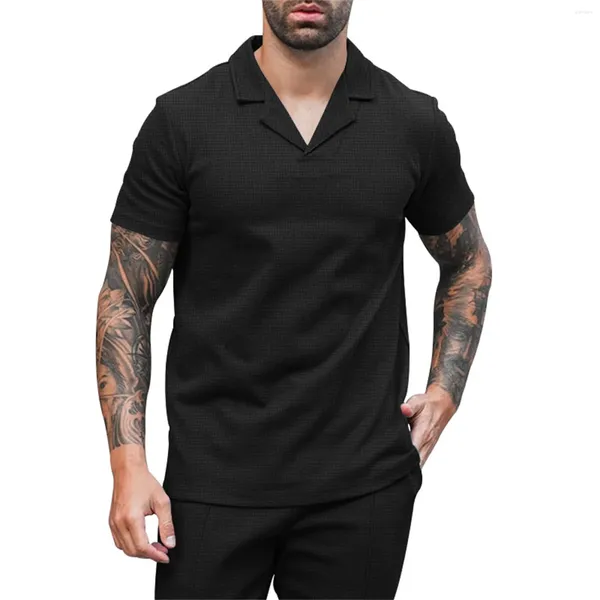 Camisetas para hombres 2024 Summer V Cuello Camisa de solapa Deportes Casual Manga corta Hombres Dark Mens Bulk Vintage 1982 para