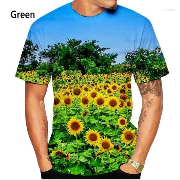 T-shirts pour hommes 2024 tournesol plante fleur impression 3D T-shirt et mode féminine été décontracté à manches courtes