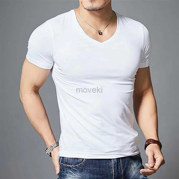 Camisetas para hombres 2024 Tops Tees Men Camiseta o cuello y cuello V Camiseta de manga corta Fieta de moda para hombres Camiseta caliente para ropa masculina Plue Size 2443