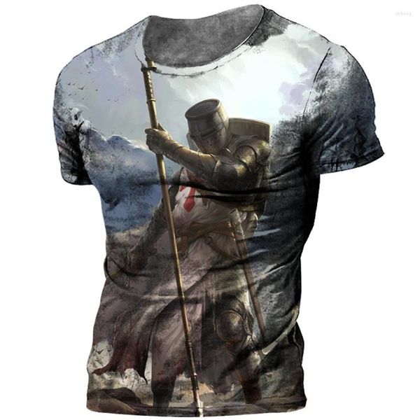 Camisetas para hombre 2024, camiseta Vintage para hombre, camisetas de manga corta con estampado de caballero 3d, camiseta de calle para hombre, camiseta de gran tamaño, ropa para hombre