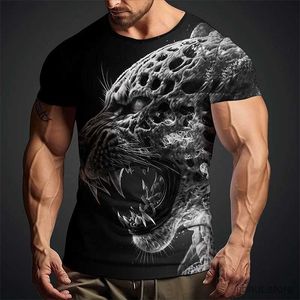 T-shirts masculins 2024 Vintage hommes T-shirt Leopard Imprimé Tshirts For Men Fashion Top décontracté HARAJUKU STYLE CORT