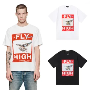 Camisetas para hombres 2024ss Marca púrpura Diseñador para hombre para hombres Mujeres Colorido Fly High Letter Impresión T-shirt Tops Tee