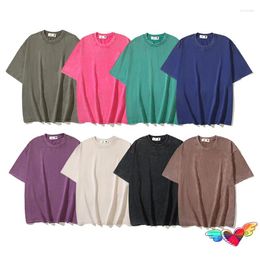 T-shirts masculins 2024SS TEE VICK TEE MEN FEMMES 8 COULEURS SOLIDS T-SHIRT TOPS VINTAGE LEULLEMENT LOBLE FIT COTER