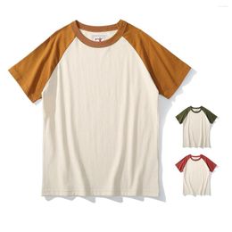Mannen T Shirts 210G Gekamd Katoen Vintage Patchwork T-shirt Zomer Mode Korte Mouw Basic Tees Unisex Eenvoudige Losse casual Tops