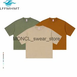 T-shirts masculins 220g / 100% coton pur t-shirt basique surdimensionné de haute qualité masculine d'été à manches courtes à manches courtes à manches