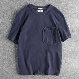 T-shirts pour hommes 220g coton poche irrégulière hommes t-shirt été américain décontracté lâche hommes t-shirt 3xl simple t-shirt haut J240316