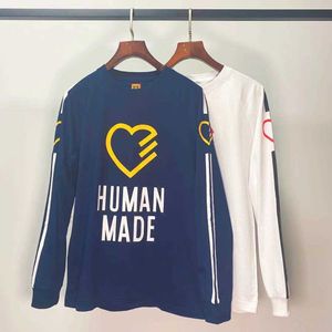 T-shirts pour hommes 22SS Lettre peinte à la main Impression 100% coton Taille de l'UE Human Made T-shirt Manches longues Hommes Femmes Mode Spirng Automne Sk G221118