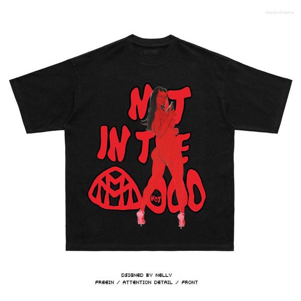 T-shirts pour hommes 23 Sicko de Pain Not In The Mood Devil T-Shirt Hip Hop Skateboard Street Cotton T-Shirts Tee Top Kenye # A30
