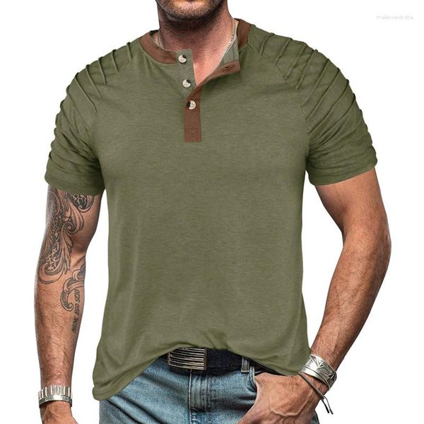 Hommes t-shirts 23019 été mode Style américain chemise ample décontracté Simple Patchwork pli à manches courtes T-shirt mâle pull t-shirts