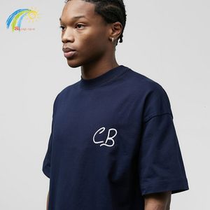 Camisetas de hombre 23SS est Streetwear Oversied Slogan Patch Bordado Cole Buxton T Shirt Royal Blue CB Camiseta para hombres Mujeres Inside Tags 230808