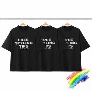 Heren T-shirts 23SS GRATIS STYLING TIPS T-shirt Mannen Vrouwen Zwart Beschadigd Tee Top Oversize Korte Mouw J240322