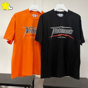 T-shirts pour hommes 23SS HI-SPEED Vetements Orange Noir T Shirt Hommes Femmes 1 1 Classic Print VTM Tee Oversized Short Sleeve 230712