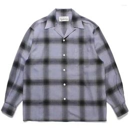 T-shirts pour hommes 23SS Haute Qualité 1: 1 Plaid à manches longues WACKO MARIA Chemise Hommes Femmes Surdimensionné Mode Hawaïenne