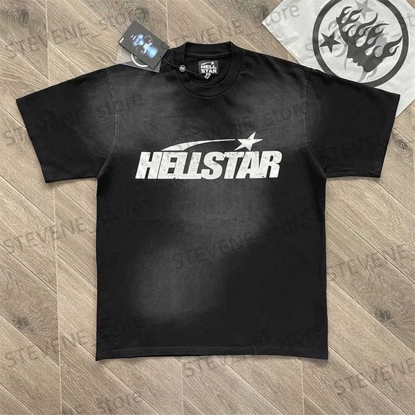 T-shirts pour hommes 23ss surdimensionné Hellstar Black Washed T-shirts pour hommes femmes 1 1 meilleure qualité pur coton impression T-shirts surdimensionnés T231214