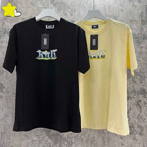 T-shirts pour hommes 23SS Streetwear Casual Ki Tee Top Hommes Femmes Bla Blanc Abricot À Manches Courtes Drôle Pour Nuageux À Effacer Impression KI Tshirt