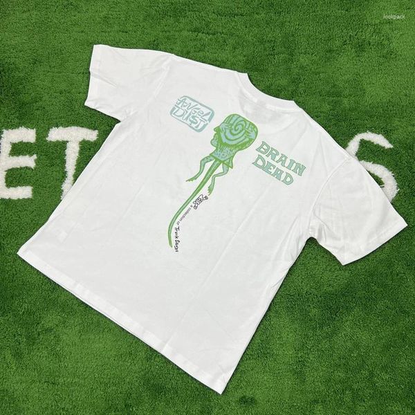 T-shirts pour hommes 23SS Marque de mode d'été Brain Dead T-shirts de haute qualité Motif de couleur Lettre Imprimer Top Tee Coton respirant à manches courtes