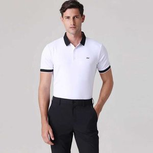 T-shirts voor heren 24 Azureway Mens Quick Dry Slim Fit Polo Shirt Hoge Stretchabele kort slev T-shirt Casual sportjersey Top Y240506