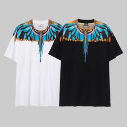 T-shirts pour hommes 24 Designer Summer New MB Parrot Couleur Ailes assorties Imprimé Pur Coton T-shirt à manches courtes Polyvalent pour hommes et femmes Couples Tee-shirt à manches courtes