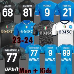 T-shirts pour hommes 24 maillots de football Napoli Maglia Naples 2024 Zielinski Kvaratskhelia enfants Campioni Ditalia Halloween Match Napoli Maillot Rpug